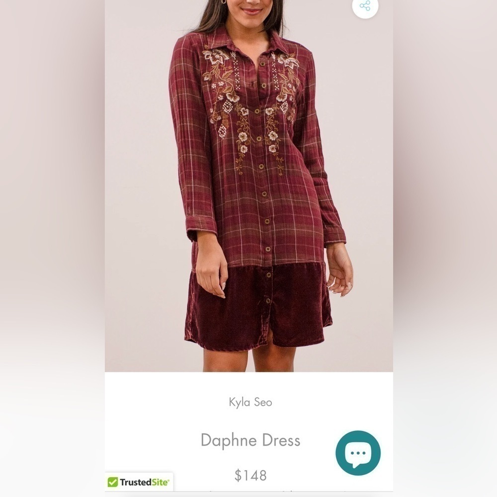 KYLA SEO 
"DAPHNE" Blue & Black PLAID & Velvet MIDI DRESS